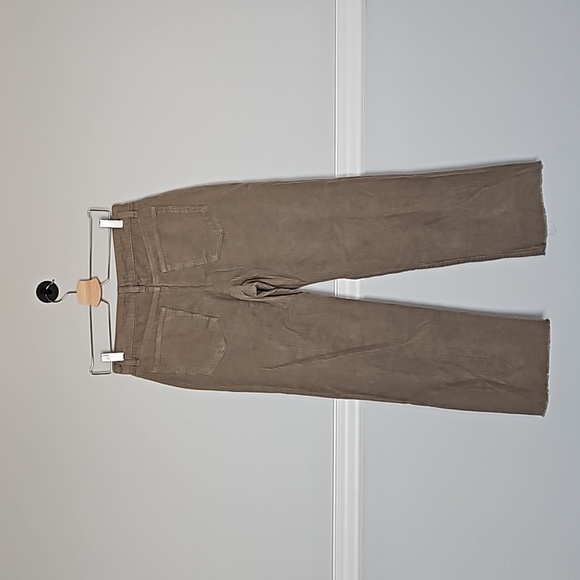 Forever 21 Corduroy Straight Leg Pants Tan M Raw Hem Mid Rise Bohemian - Picture 4 of 10